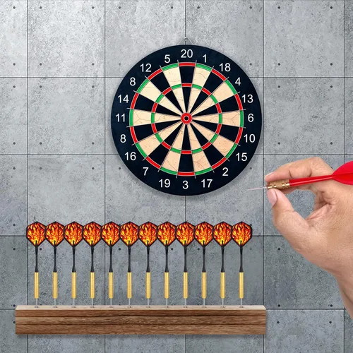Miniatura 6 de Kathfly Juego de 5 soportes para dardos de montaje en pared, incluye 1 soporte de dardos de madera, 2 marcadores de línea de tiro y 2 ganchos