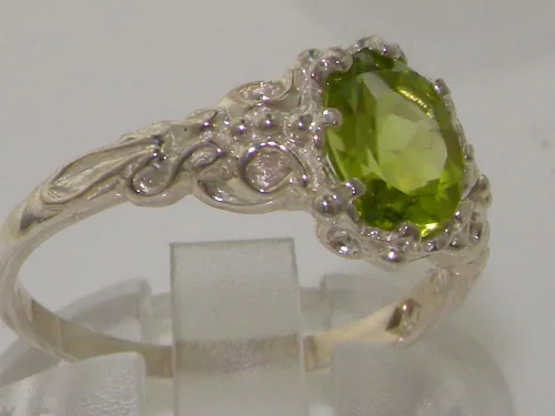 Miniatura 3 de LetsBuyGold Anillo de plata de ley 925 con peridoto genuino para mujer