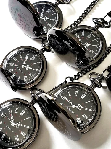 Miniatura 2 de Juego de 3 relojes de bolsillo con grabado personalizado para hombre o mujer, reloj personalizado con cadena y caja incluida, grabado incluido