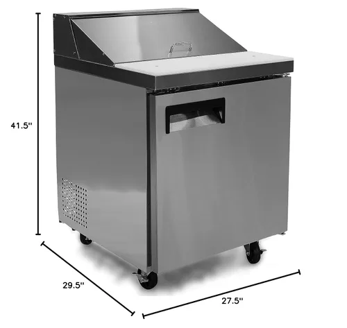 Miniatura 8 de FSE Mesa de preparación comercial refrigerada de una sola puerta de 27.5 pulgadas, 6 pies cúbicos, acero inoxidable, 115 V