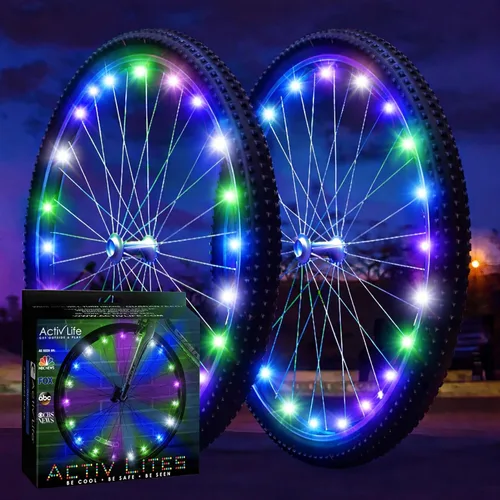 Miniatura 13 de Activ Life Paquete de 2 luces LED para ruedas de bicicleta con baterías incluidas, obtén un 100% más brillante y visible desde todos los ángulos