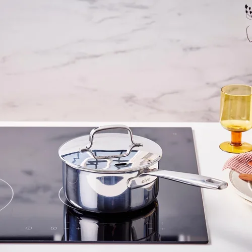 Miniatura 4 de Alva Maestro - Cacerola de acero inoxidable recubierta de 5 capas con tapa, olla pequeña de 1.5 cuartos de galón, compatible con inducción, apta