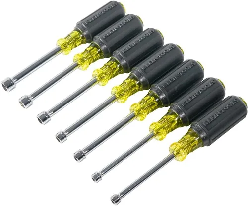 Miniatura 5 de Klein Tools 65160 Juego de herramientas, hecho en EE. UU., juego de tuercas métricas tamaños 5, 5.5, 6, 7, 8, 9 y 10 mm, ejes huecos cromados de 3