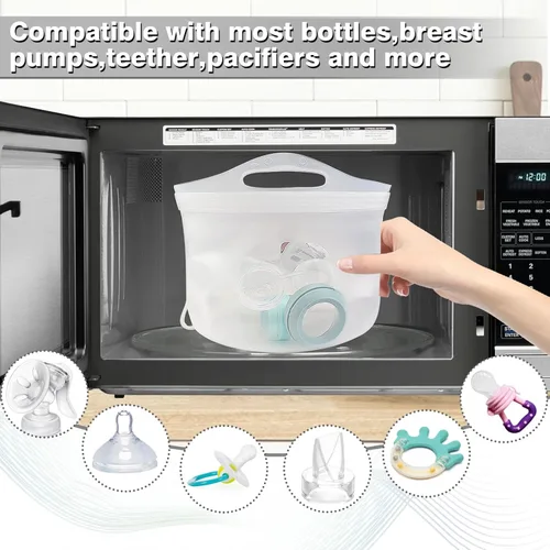 Miniatura 3 de Bolsa esterilizadora de vapor de silicona de 2L para biberones, bolsa esterilizadora reutilizable para accesorios de sacaleche, chupetes