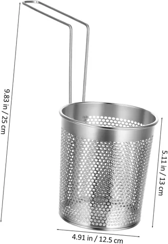 Miniatura 2 de Kichvoe Tamiz de fideos para el hogar de acero inoxidable con asa 9.84 x 5.11 x 4.92 pulgadas, cesta de colador de pasta de mano para cocinar