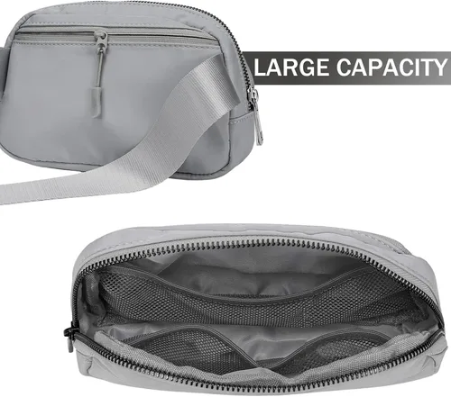 Miniatura 26 de Cangurera cruzada para mujer, mini bolsa para cinturón de 1 litro con correa ajustable de 32 a 51 pulgadas, bolsa de cintura pequeña para viajes