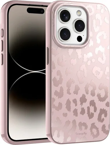 Miniatura 50 de SCORPIFY Funda para iPhone 15 Pro Max [Compatible con MagSafe] con Diseño de Estampado de Leopardo Guepardo Negro Mate, Linda Funda Magnética