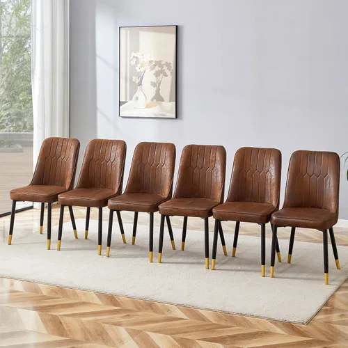 Miniatura 24 de Juego de 2 sillas de comedor, sillas de comedor modernas, equipadas con cojines de respaldo de cuero PU y patas de metal negro, adecuadas