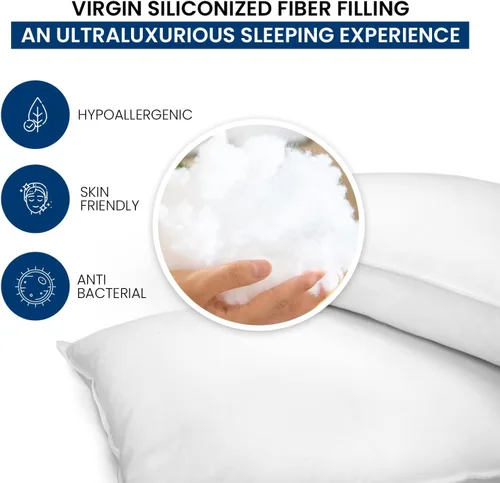 Miniatura 2 de Ryotei - Paquete de 12 almohadas alternativas de plumón estándar (20 x 26) – Funda 100% algodón T-235 – Almohada firme de calidad de hotel