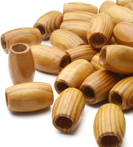 Miniatura 4 de 50 cuentas espaciadoras de madera natural grandes, ovaladas, sueltas, agujero de 0.394 pulgadas para joyas de bricolaje, manualidades