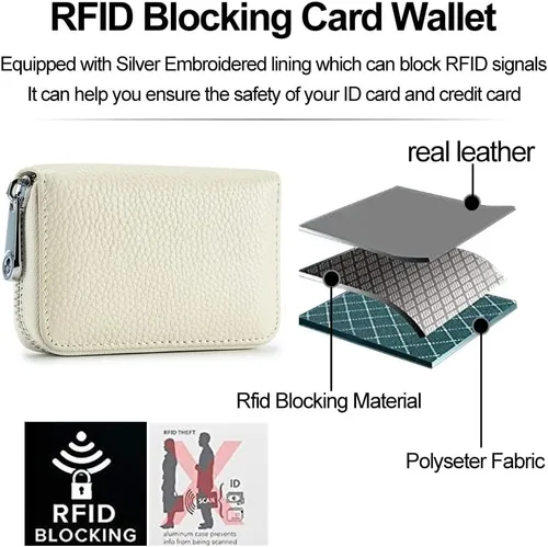 Miniatura 6 de EASTNIGHTS Cartera de cuero genuino para tarjetas de crédito RFID con cremallera