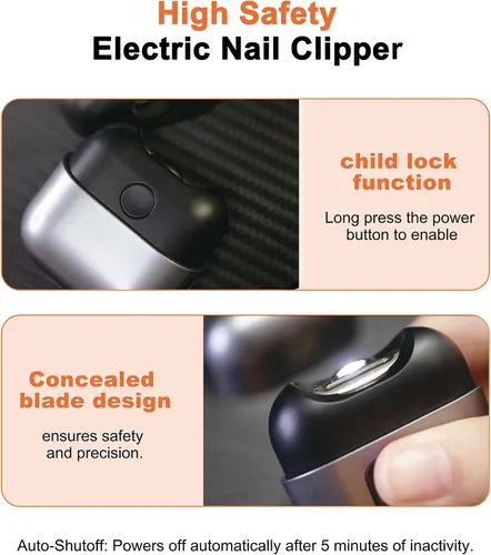 Miniatura 3 de Cortaúñas eléctrico, cortaúñas recargable para bebés con luz LED, recortador de uñas eléctrico con dos velocidades ajustables y la función de Gris