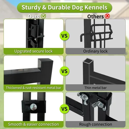 Miniatura 3 de Perrera resistente para perros al aire libre, perreras cubiertas exteriores con techo, 4 x 4.2 x 4.5 pies, puerta de comedero ajustable para perros