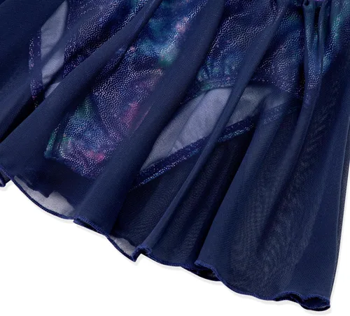 Miniatura 144 de EQSJIU Leotardo de baile de manga larga para niñas, vestido de ballet brillante con copo de nieve, tutú con falda tutú para niñas