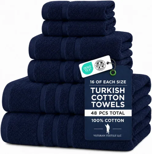 Miniatura 17 de Veteran Textile LLC - 6 piezas - Algodón turco - Juego de toallas de lujo para baño y cocina, 2 toallas de baño, 2 toallas de mano y 2 paños de baño