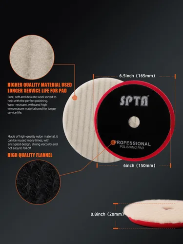 Miniatura 2 de Almohadillas de Pulido, SPTA 7 Piezas 6.5 Pulgadas de Superficie para Placa de Respaldo de 6 Pulgadas 150mm, Almohadillas de Esponja de Pulido