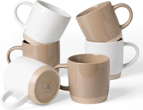 Miniatura 26 de famiware Mercury - Tazas de café de 13 onzas, juego de 4 tazas de café con asa, tazas para café con leche, té caliente, capuchino, moca, cacao, negro