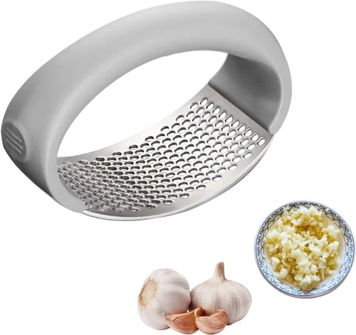 Miniatura 7 de Balancín de prensa de ajo 2026, portátil, manual de acero inoxidable, trituradora de ajo con tambor de pelado de ajo para utensilios de cocina