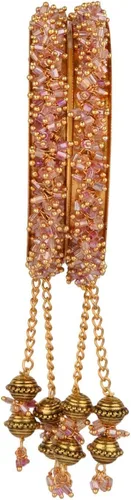Miniatura 8 de Efulgenz Pulsera de cuentas india con dijes de borla colgantes, joyería de novia para mujer