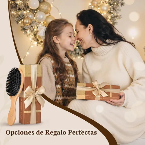 Miniatura 7 de BLACK EGG Cepillo de cerdas de jabalí para mujeres, hombres y niños, cerdas naturales suaves para cabello delgado y fino, restaura brillo y textura