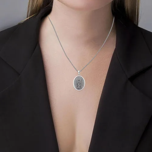 Miniatura 67 de Collar de plata de ley 925 con medalla de San Patrón, colgante de protección católica, amuleto, joyería religiosa para hombres y mujeres