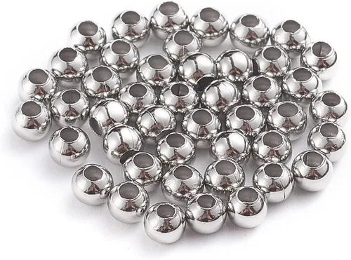 Miniatura 4 de Beadthoven - 500 cuentas redondas de acero inoxidable de 0.079 pulgadas (0.079 in), cuentas de metal redondas lisas doradas, espaciadores, bolas