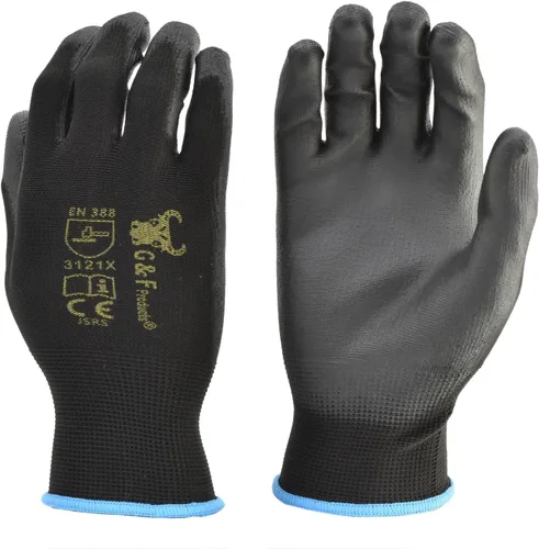 G & F - Guantes de trabajo para hombre, agarre ligero, revestimiento de poliuretano, compatibles con pantalla táctil, flexibles y transpirables,