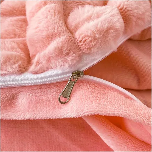 Miniatura 4 de Cama, Invierno Felpa Ropa de Cama de Felpa Cálida Funda de Edredón Juego de Sábanas con Funda de Almohada 4pcs Doble Edredón Juego de Funda Azul