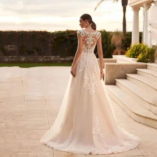Miniatura 21 de Vestido de novia formal sin tirantes con encaje, largo de sirena para mujer 2019 WD162