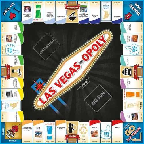 Miniatura 4 de Late for The Sky Las Vegas-Opoly Property - Juego de mesa de intercambio de propiedades - Juego de fiesta familiar con temática de Las Vegas