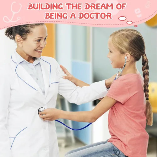 Miniatura 5 de Juguete de Estetoscopio para Niños, Paquete de 2 Estetoscopio de Enfermería Funcional Real para Niños, Kit Médico de Juguete para Niños Pequeños, M