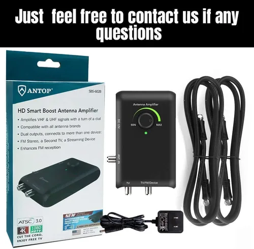 Miniatura 4 de Antop Amplificador de antena HD Smart Boost, amplificador de antena de TV, amplificador de señal HDTV con salidas duales para 2 televisores