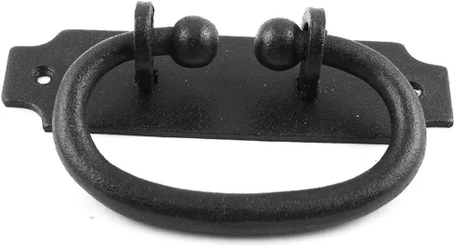 Miniatura 9 de Renovators Supply Manufacturing Tiradores de gabinete de 5.25 pulgadas de hierro forjado negro con anillo para cajones y herrajes de montaje