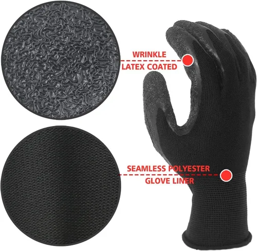 Miniatura 7 de Evridwear - Guantes de trabajo de látex arrugado con revestimiento de mano para seguridad, para hombres y mujeres, uso general, multiusos