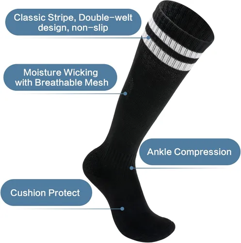 Miniatura 2 de 2 pares de calcetines de fútbol para niños de 7 a 13 años, transpirables, deportes, entrenamiento, fútbol, calcetines para niñas y niños