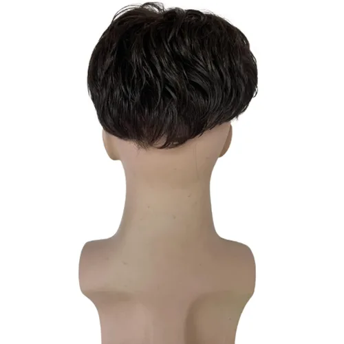 Miniatura 5 de Voloria Sistemas europeos de reemplazo de cabello humano virgen tupé para hombres, encaje suizo suave frontal mono encaje superior grueso PU