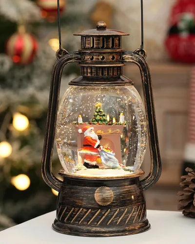 Miniatura 11 de Decoraciones de Navidad para Interiores - Globo de Nieve Musical de Navidad con Temporizador de 6H, Escena Iluminada de Árbol de Navidad de Santa