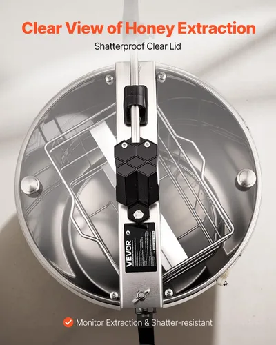 Miniatura 6 de VEVOR Extractor de miel, extractor manual de miel de 2 marcos con tapa transparente, tambor giratorio de acero inoxidable con soporte ajustable