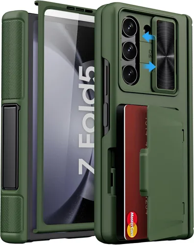 Miniatura 11 de Funda para Samsung Galaxy Z Fold 5 con tarjetero y cubierta para cámara deslizante, protector de pantalla integrado y protección de bisagra, funda