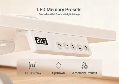 Miniatura 79 de Claiks Escritorio eléctrico de pie, escritorio de pie de altura ajustable, 63 x 24 pulgadas, escritorio de oficina en casa con tablero de empalme