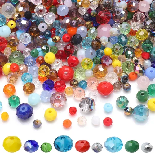 Miniatura 14 de Cuentas de cristal de 4/6/0.315 in, 3 tamaños en total, 1000 cuentas de Briolette Rondelle facetadas con contenedor, cuentas espaciadoras sueltas