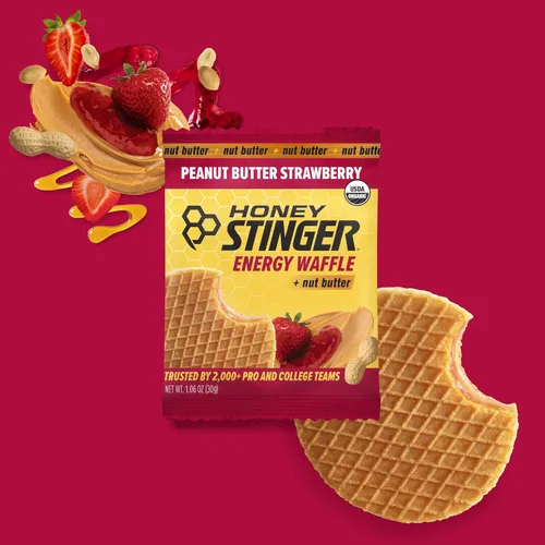 Miniatura 3 de Honey Stinger Waffle orgánico de mantequilla de maní y fresa, Energy Stroopwafel para ejercicio, resistencia y rendimiento, nutrición deportiva
