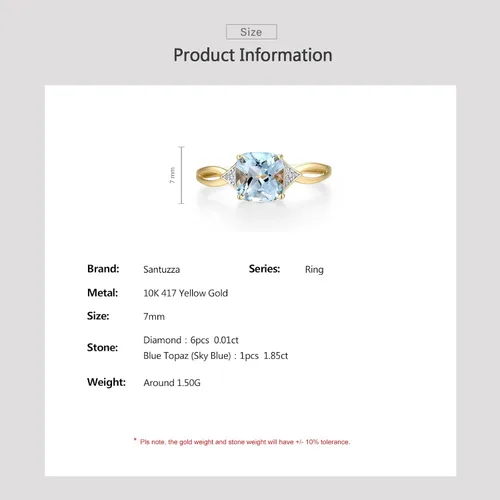 Miniatura 4 de Santuzza Anillo de oro macizo de 10 quilates con piedras preciosas solitarias para mujer