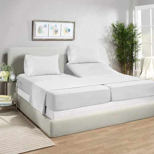 Miniatura 2 de LANE LINEN - Sábanas tamaño Split King para cama ajustable, 450 hilos, 100% algodón, 2 sábanas bajeras individuales XL, con bolsillo profundo, 01