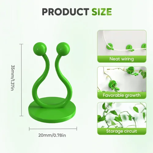 Miniatura 2 de HISKI Clips de pared para escalada de plantas, fijador de plantas verdes con gancho autoadhesivo, clips de pared para plantas trepadoras, clips