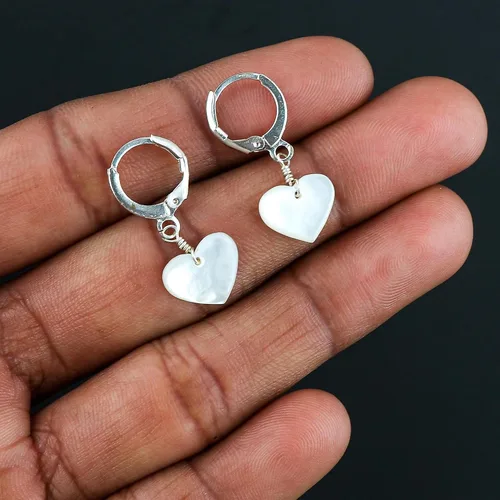 Miniatura 58 de Aretes de aro de cristal afganita natural Piedras afganas de alto grado Aretes chapados en plata Gota lisa Joyas de piedras preciosas hechas