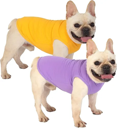 Miniatura 8 de Camisas de algodón en blanco para perros, ropa sencilla para perros medianos, amarillo y púrpura M Amarillo y Purply