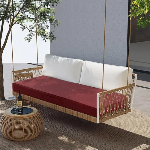 Miniatura 7 de Cojín de banco para exteriores, de espuma viscoelástica, de 4 pulgadas, impermeable, para muebles de patio, porche, columpio con asa y correa