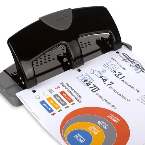Miniatura 6 de Swingline Perforadora de 3 agujeros, capacidad para 20 hojas, perforadora de 3 anillos, perforadora de papel, SmartTouch de bajo esfuerzo, negro