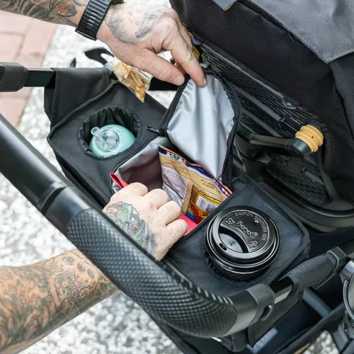 Miniatura 3 de Tactical Baby Gear Organizador de cochecito – Consola universal para padres con portavasos aislados, bolsillo refrigerador, teléfono frontal